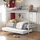 preview thumbnail 15 of 18, Twin over Twin Bunk Bed with Trundle and Ladder and Sturdy System for Home White