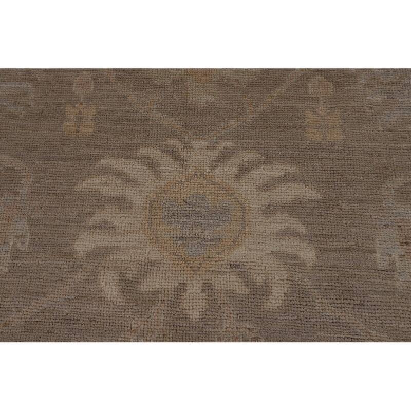 Brown Oushak Turkish Large Area Rug Handmade Vegetable Dye Wool Carpet - 12'2"x 14'3"