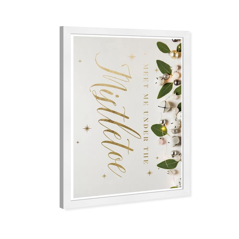Wynwood Studio Prints Holiday and Seasonal Under the Mistletoe White and Metallic Gold Glam Wall Art Canvas Print