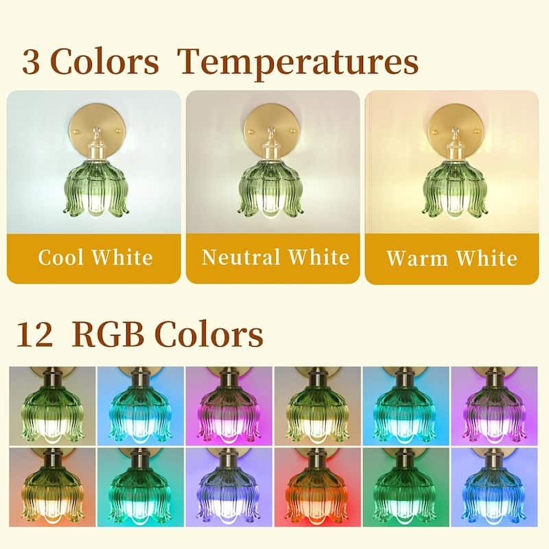 Set of 2 bedroom light green wall light brass, glass kitchen light
