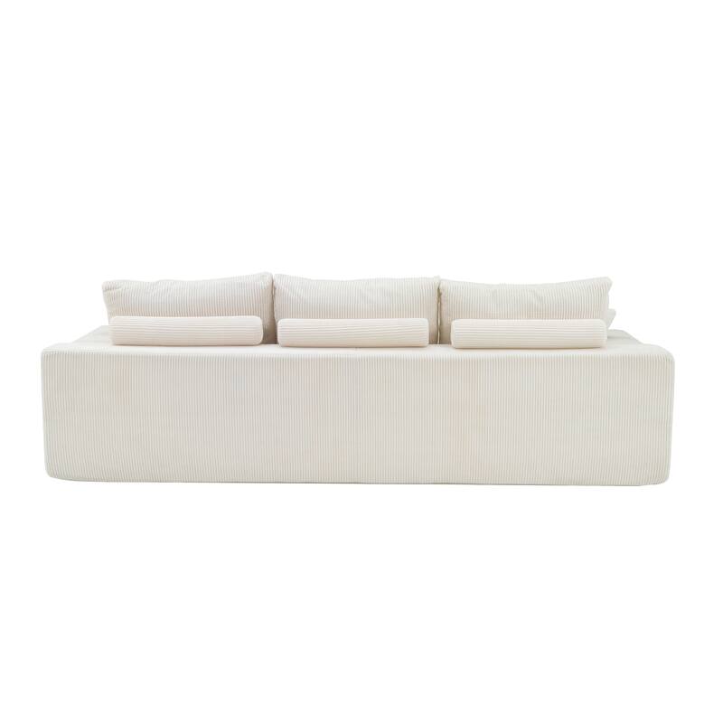 Oversized Floor Sectional Sofa with 3 Ottoman, Convertible Sofa Bed 3-Seater Modular Cloud Couch w/ Chaise for Living Room