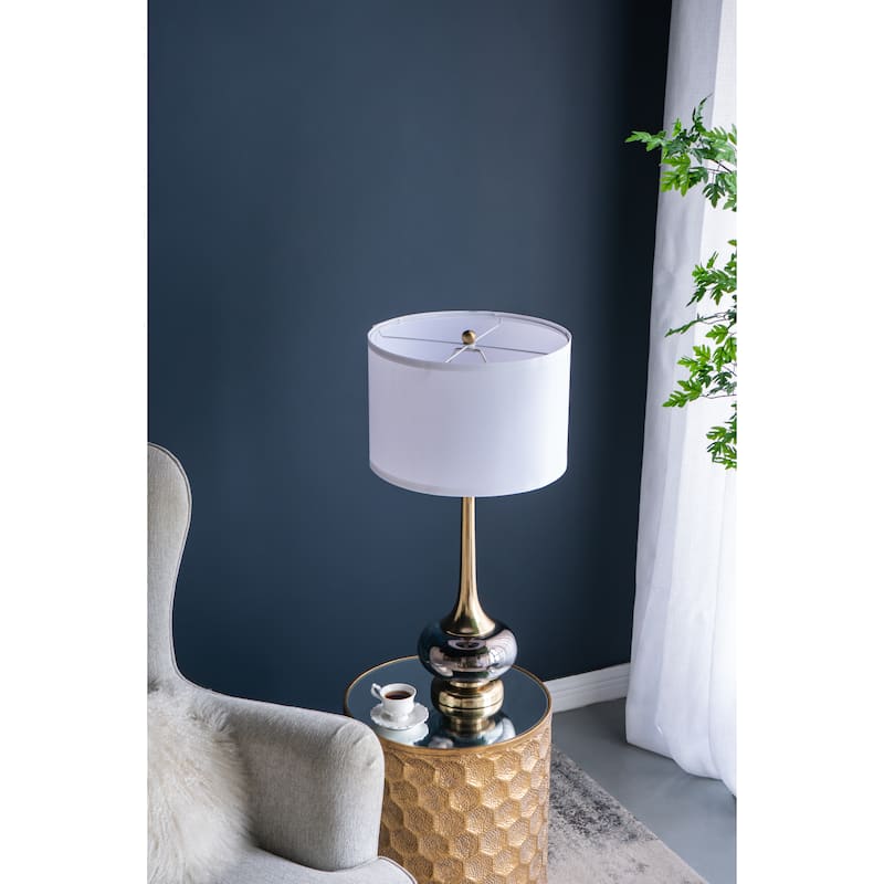 D15x29" Table Lamp with Glass Drum (Lamp Shade Assembly Required)
