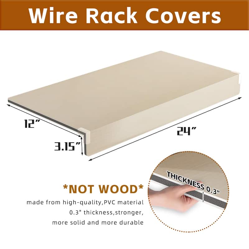 24 in 5 Pcs Wire Shelf Covers Foamed PVC Wire Rack Covers for Removable Closet (Not Wood) Pantry Shelves for Cabinet Bathroom