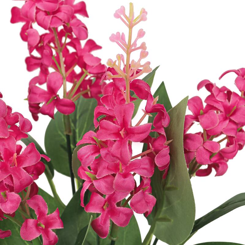 Set of 12 Hot Pink Artificial Stock Flower Stem Bush Bouquet 15in - 15" L x 6" W x 6" DP