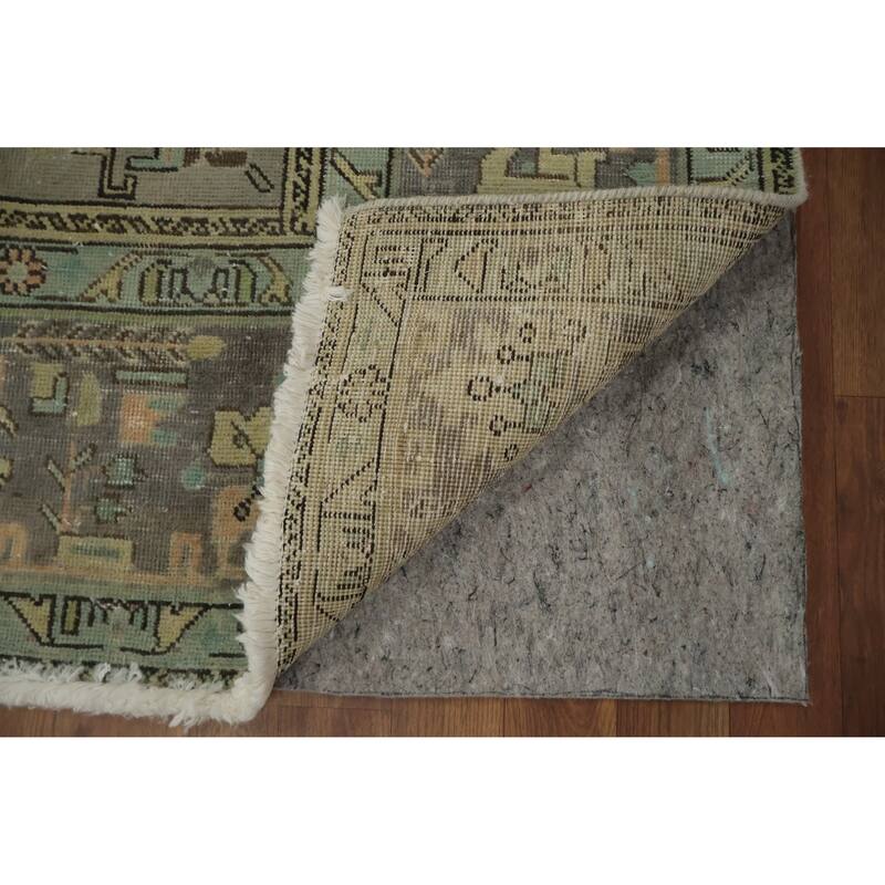 Hand Knotted Oriental 100% Wool Carpet Traditional Medallion Greys & Charcoal Tabriz Area Rug - 11' 2'' X 7' 7''