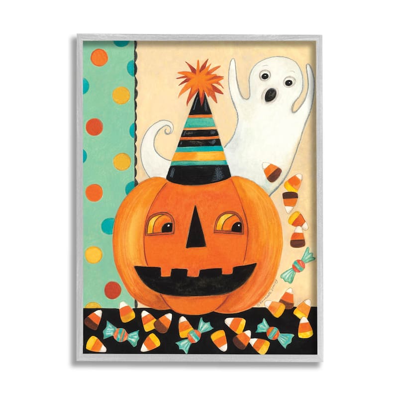 Stupell Vintage Halloween Candy Pattern Framed Giclee Art by Bernadette ...