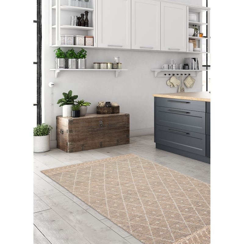 ECARPETGALLERY Braid weave Sienna Tan Wool Rug - 5'1 x 8'0
