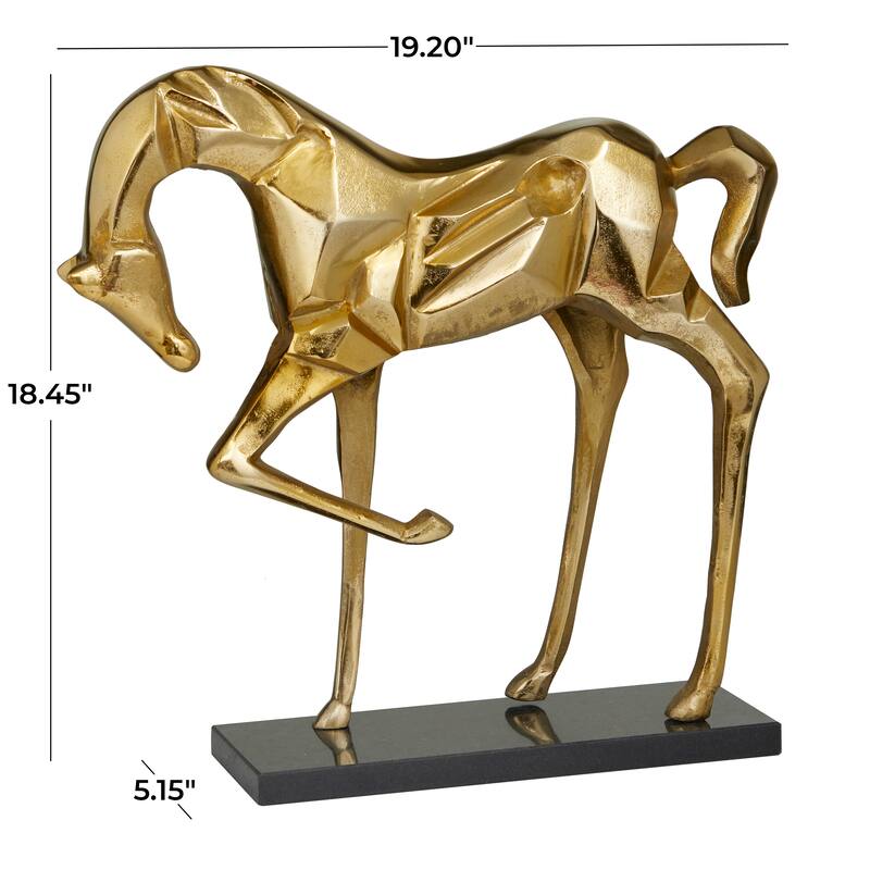 Majestic Aluminum Metal Horse Sculpture - Silver, Gold, Black