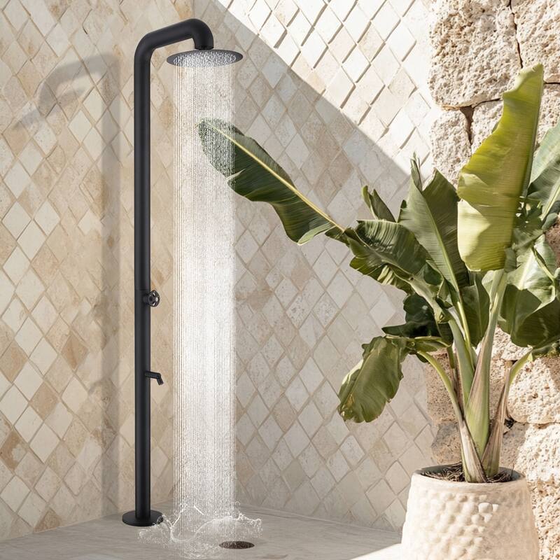 88"H Stainless Steel Freestanding Outdoor Shower with Footwash Spout