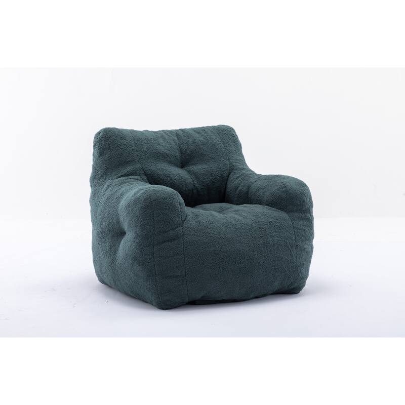 Anmytek Plush Comfy Tufted Teddy Fabric Foam Bean Bag Chair for Living Room Bedroom