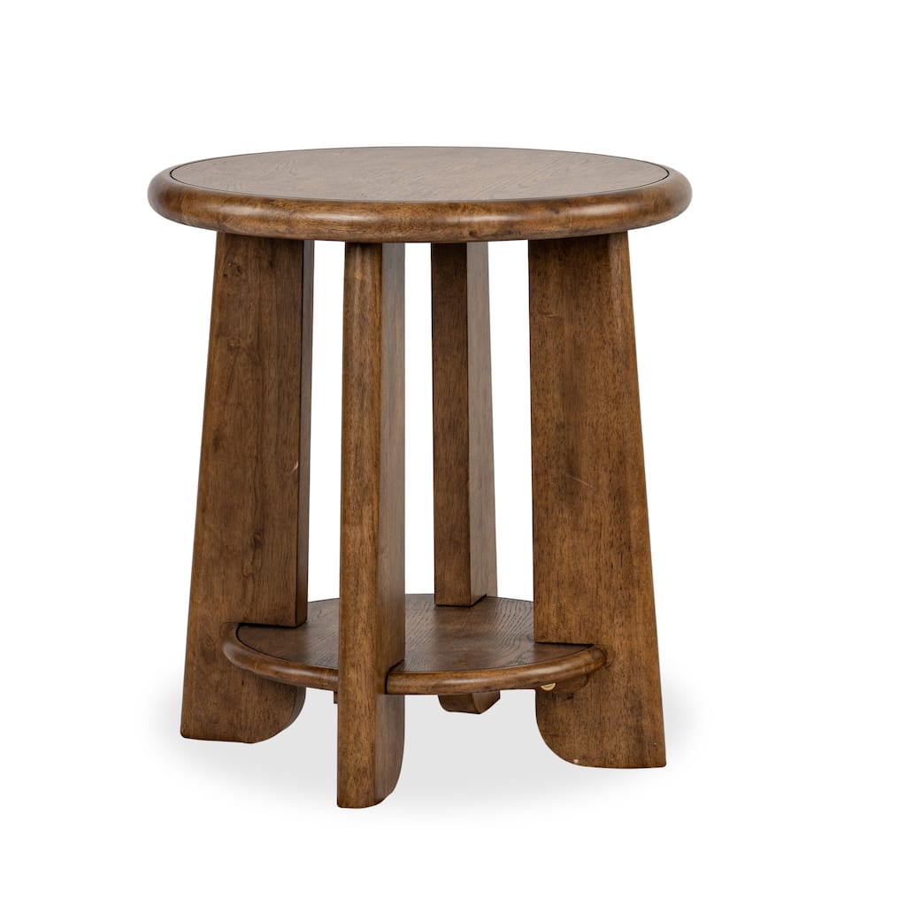Magnussen Home Tanner Tawny Brown Round End Table - 24''W x 24''D x 26''H