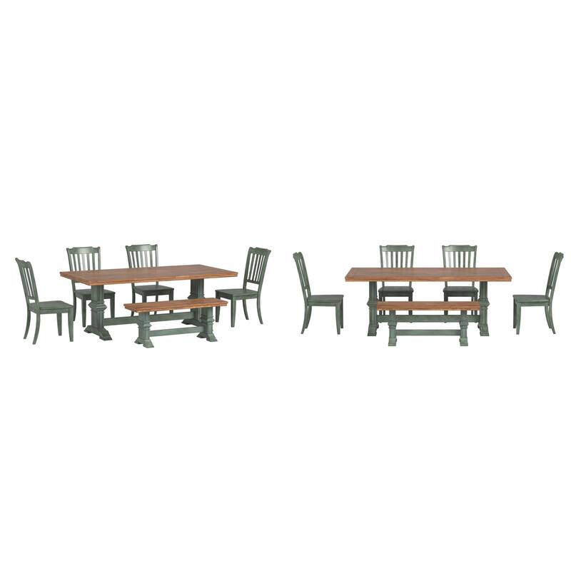 Ronda 78" Rectangular Solid Wood Top Dining Set with Spindle Back Chairs