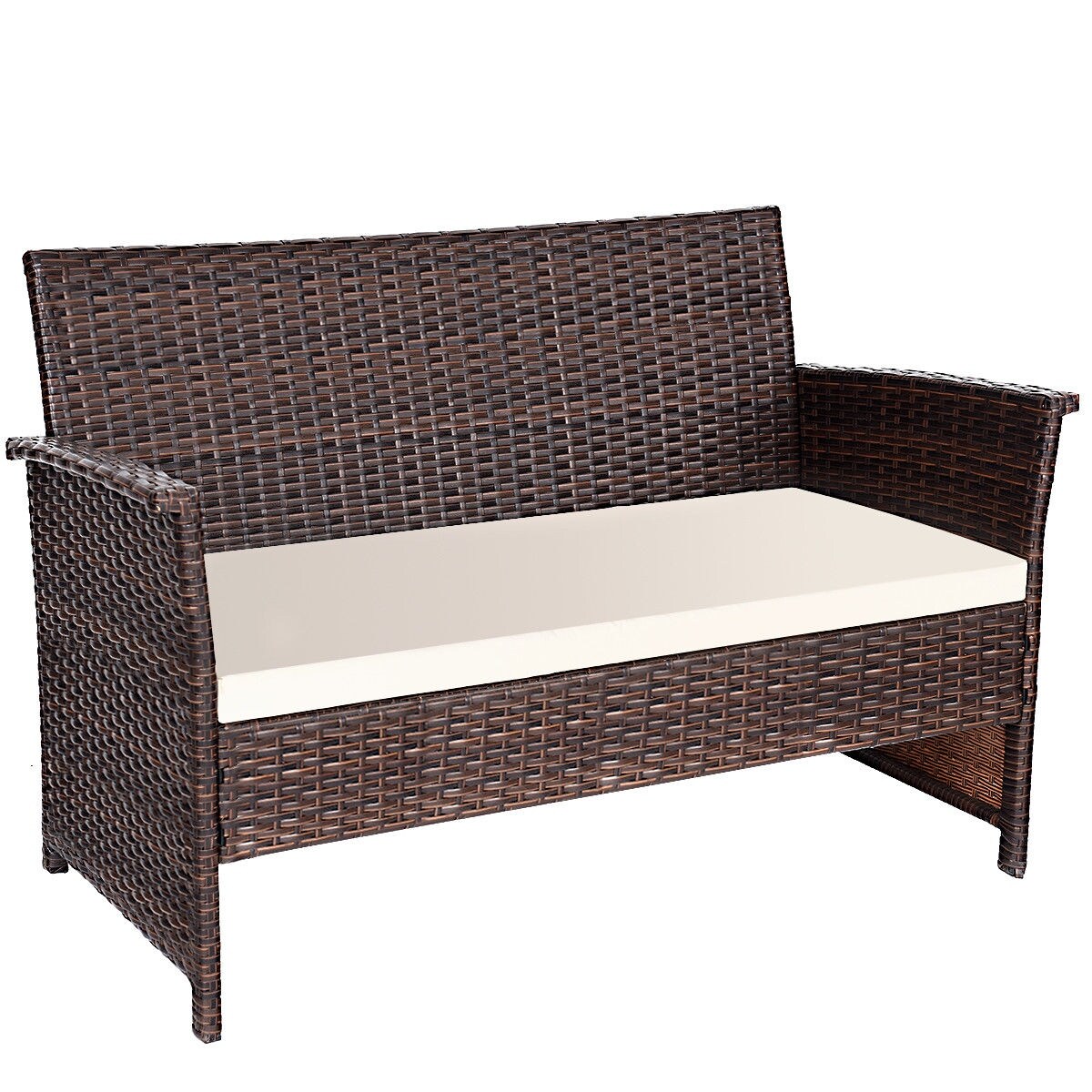 Shop Costway 4 Pcs Outdoor Patio Rattan Furniture Set Wicker Sofa Table Overstock 21418944