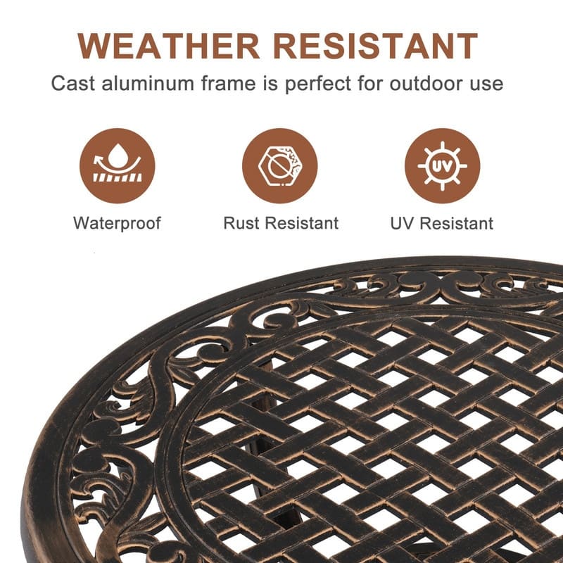 Cast Aluminum Outdoor Side Table Anti-Rust Outdoor Round End Table