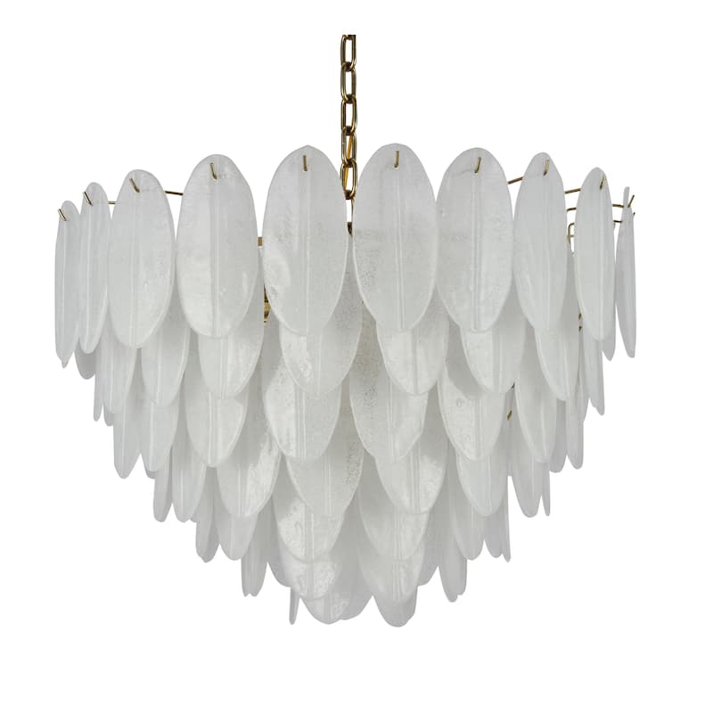 22 Light Brass Chandelier With Frosted Glass Petal Accents