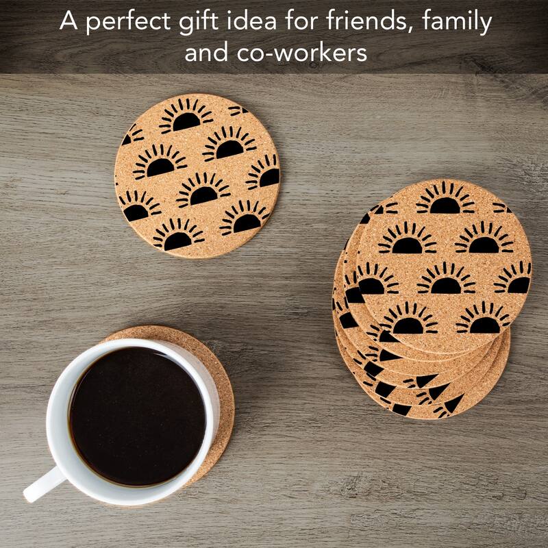 Sunrise 4 Pack Absorbent Cork Coaster Made in The USA 4" Round - Multi