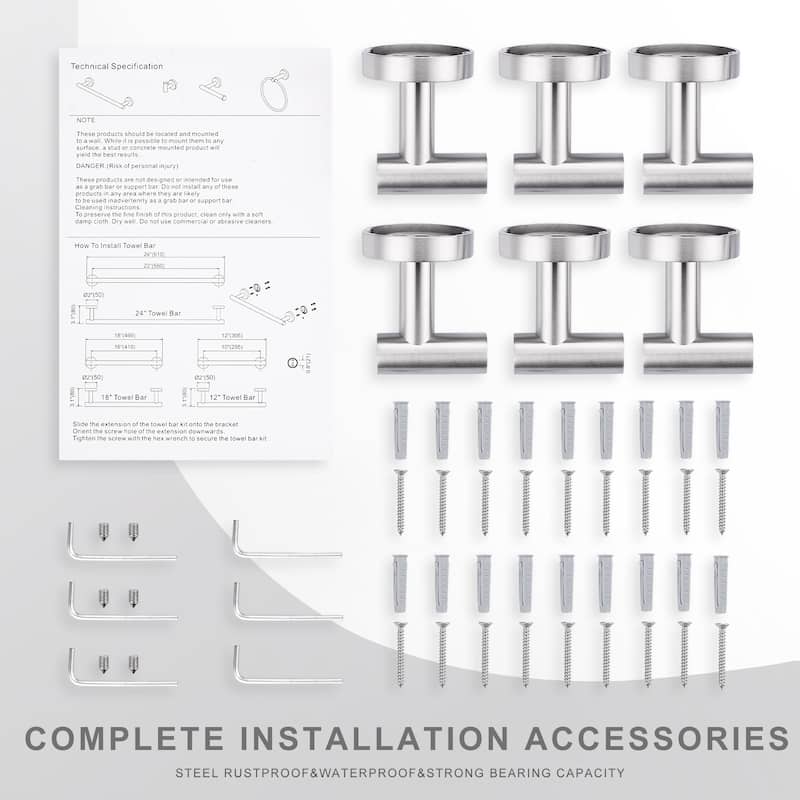 WOWOW Stainless Steel J-Hook Robe/Towel Hook 6-Pack