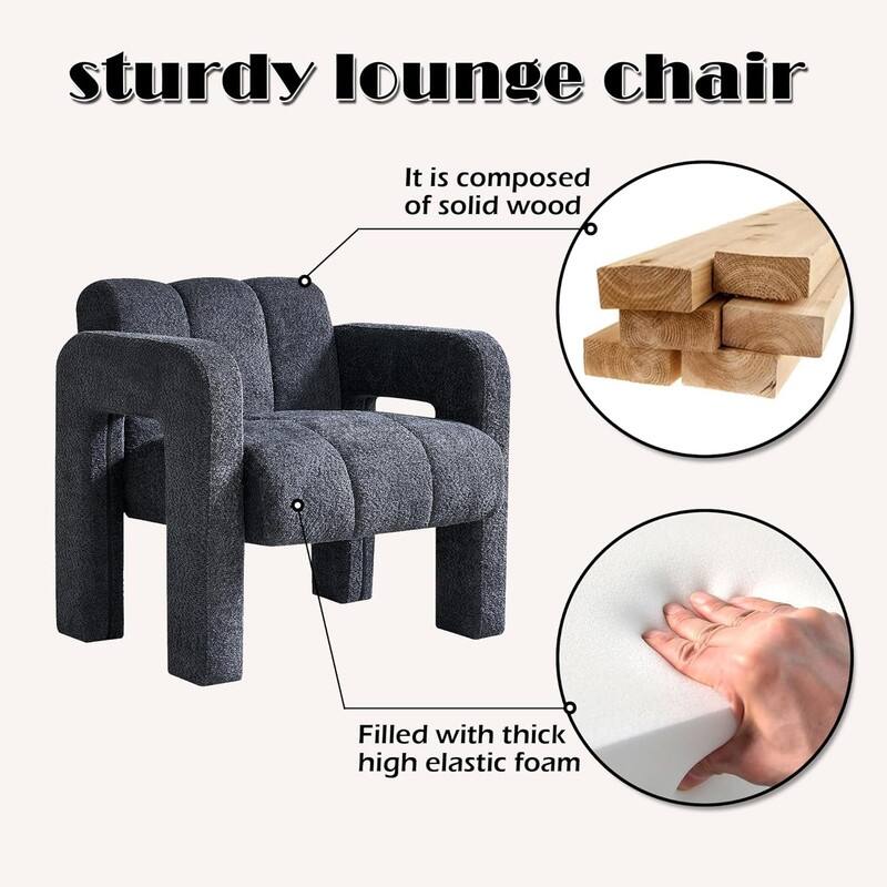31.10" Wide Boucle Upholstered Accent Chair, Modern Comfy Single Lounge Armchair for Living Room, Bedroom, Apartment