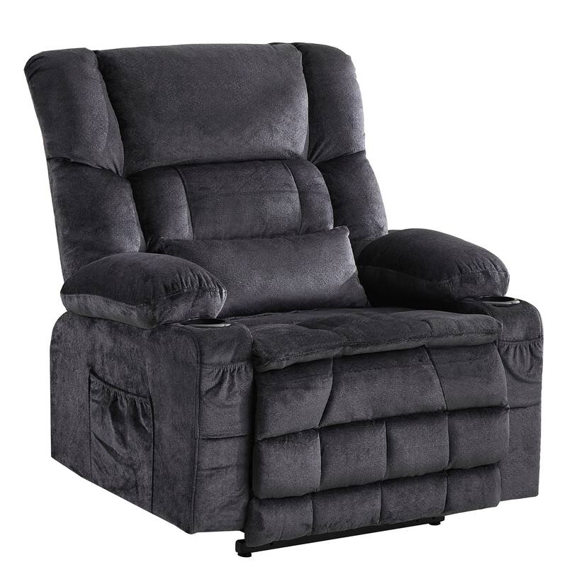 Dual Motor Power Lift Recliner Chair, Lay Flat Lift Chair w/Heat and Massage & Cup Holders, Extra Wide Recliner for Big People