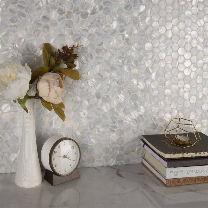 Merola Tile Conchella Penny White 11-1/4" x 11-5/8" Natural Shell Wall Tile