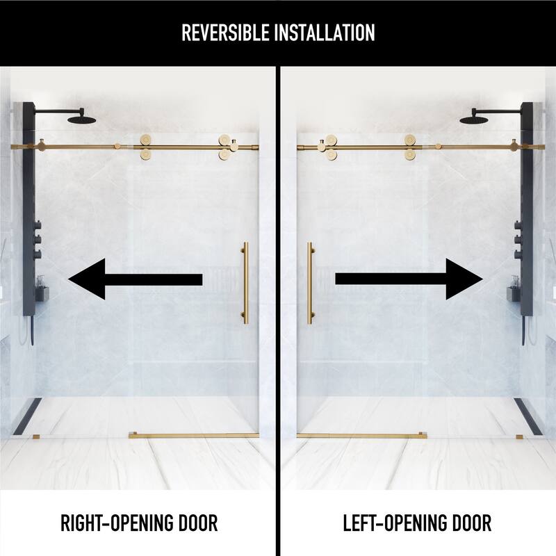VIGO Elan 56" to 60" W x 74" H Frameless Sliding Shower Door