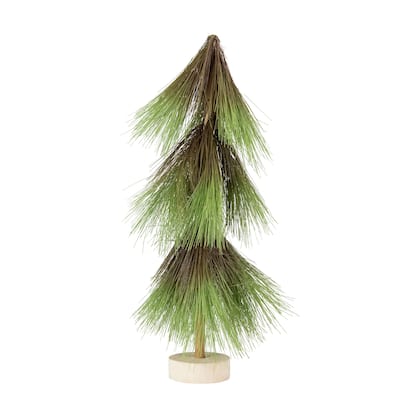 20.5" Green and Brown Pine Needle Tree Christmas Decoration
