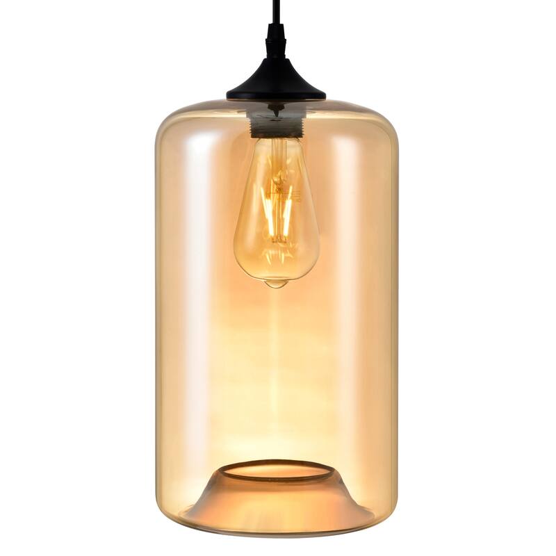 Glass 1 Light 7in Cognac Down Mini Pendant - Transparent Cognac