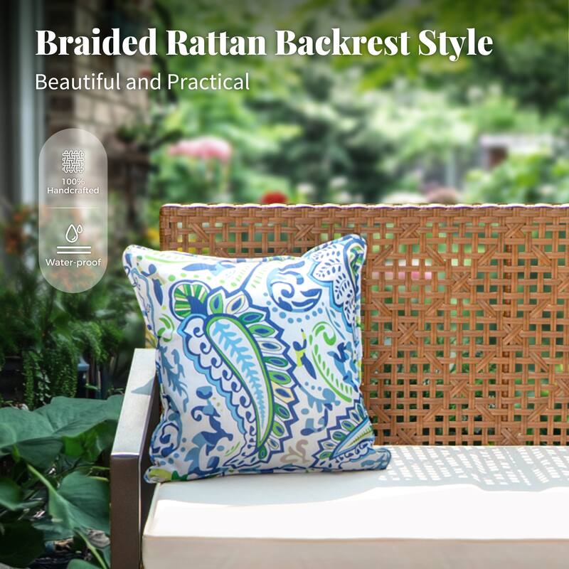 4-Piece Patio Furniture Wicker Outdoor Bistro Set, All-Weather Rattan Wood Conversation Set with Soft Cushions by Havenside Home