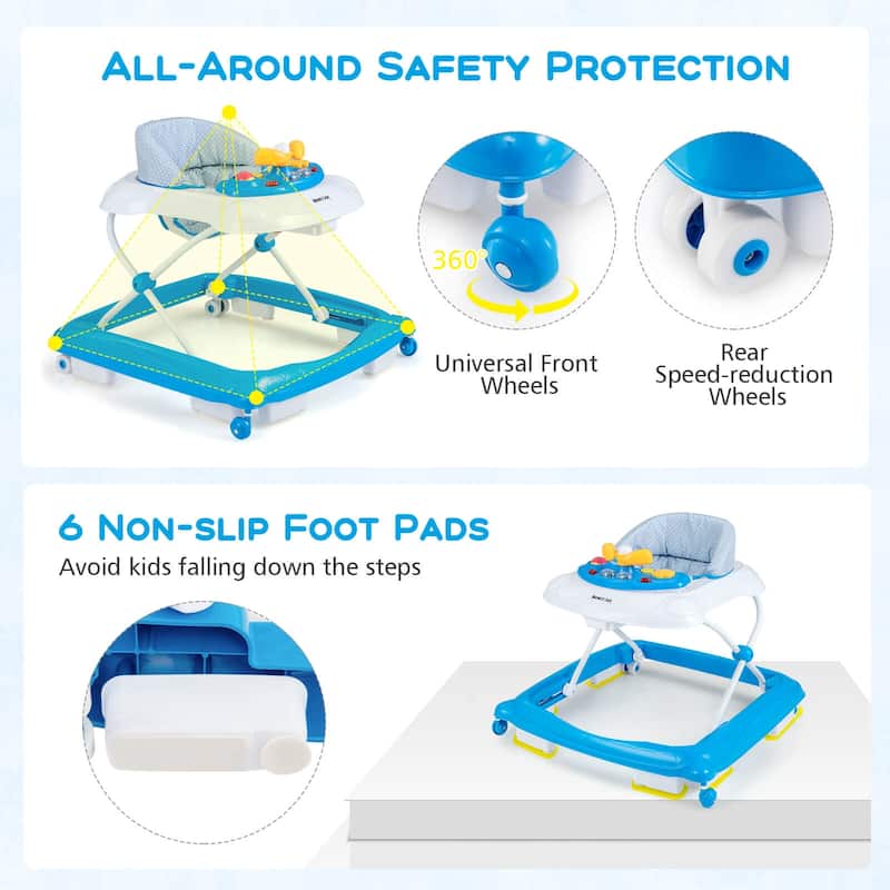 Honeyjoy Foldable Baby Walker with 3 Adjustable Heights Comfy Padded - See Details