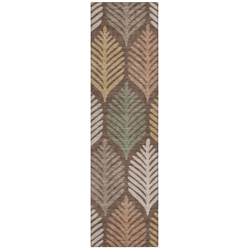 Machine Washable Indoor/ Outdoor Modern Fern Chantille Rug