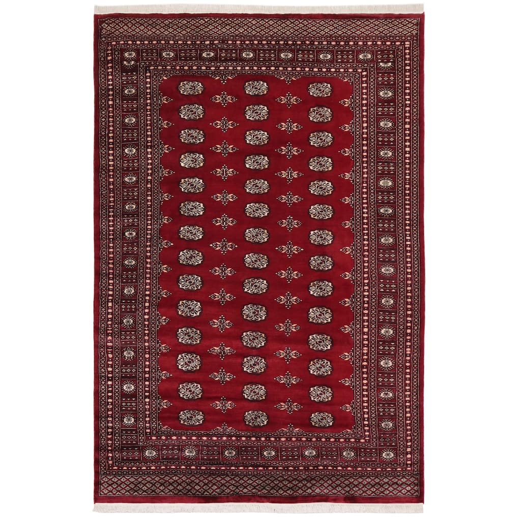 Tribal Bokhara Rush Red/Beige Hand Knotted Wool Rug - 6'0'' x 8'4''