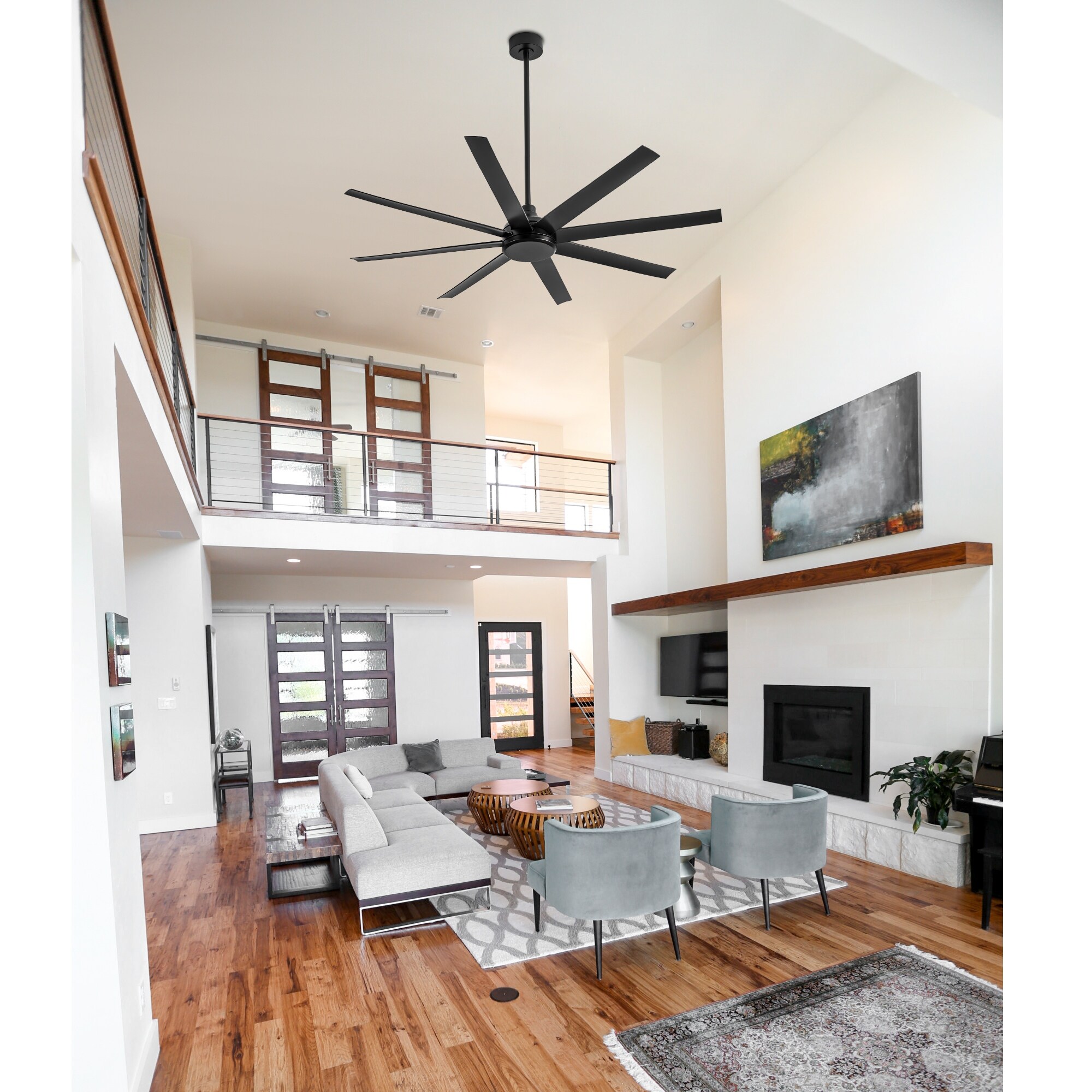 65-In Ceiling Fan with Remote Without Light(8-Blade) - On