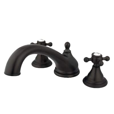 Kingston Brass Vintage Deck Mounted Roman Tub Filler with Cross