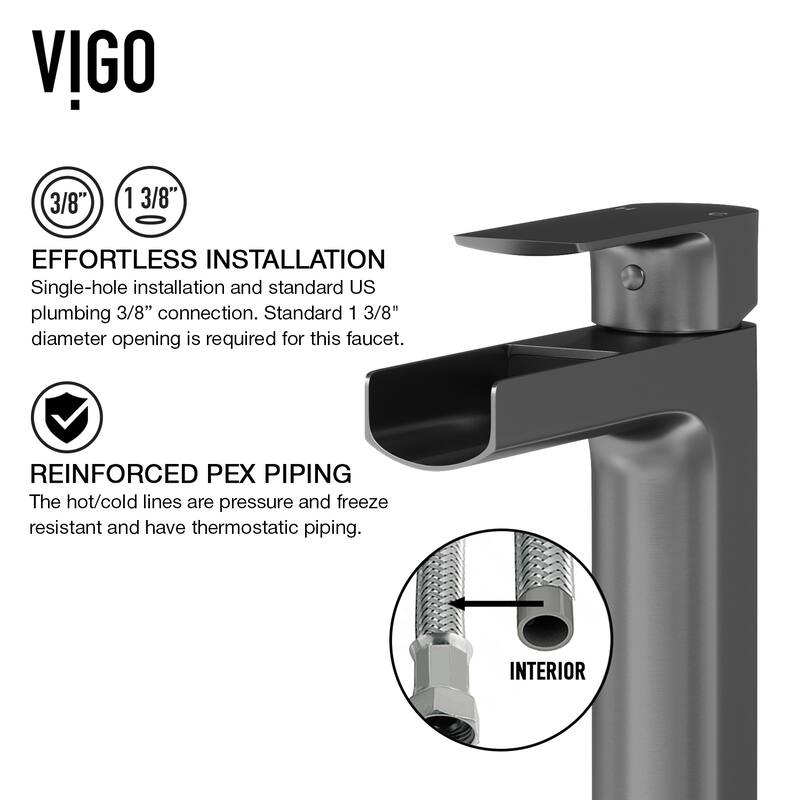 VIGO Amada 10" H Single Handle Single Hole Bathroom Vessel Faucet - 5.38"L x 1.88"W x 10.375"H