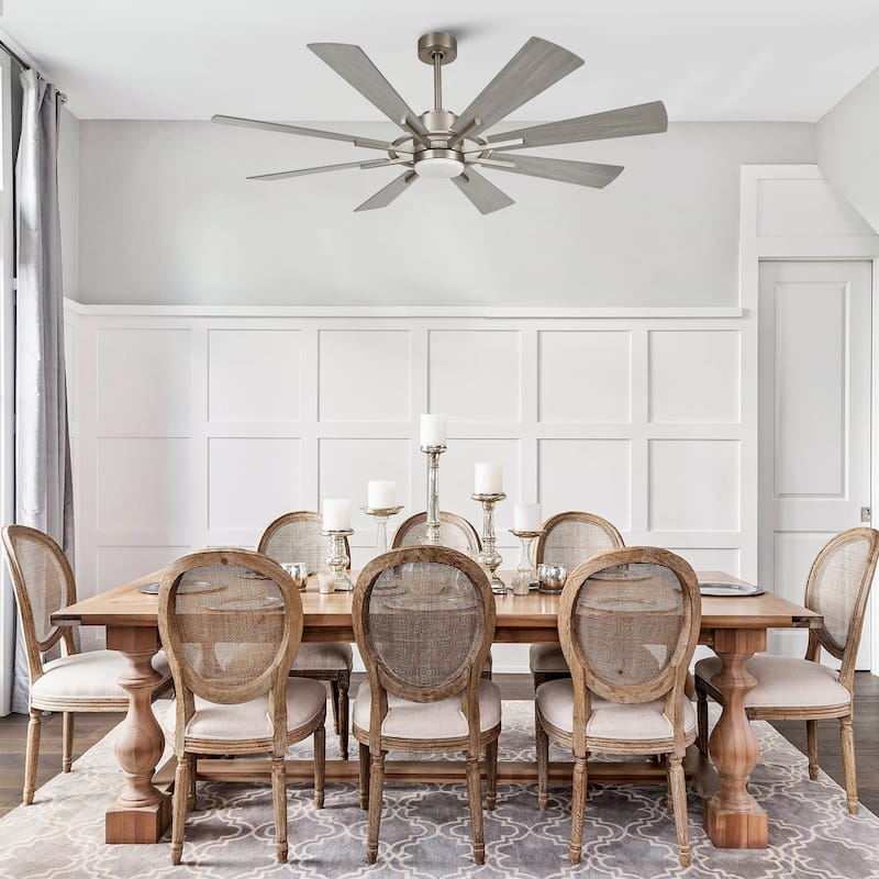 60" Farmhouse 8-Blade Large Windmill Ceiling Fan with Light and Remote