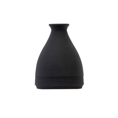 8" Cone Stone Vase Black Matte