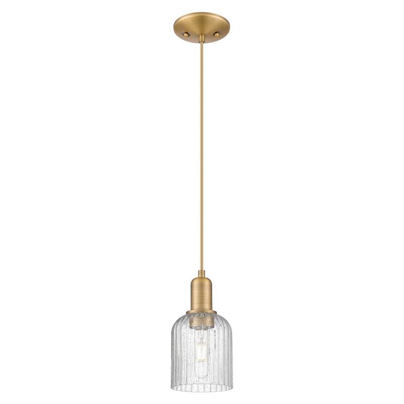 Innovations Lighting Downtown Urban - Bridal Veil - 1 Light 5" Cord Hung Mini Pendant - Brushed Brass/Seedy Shade