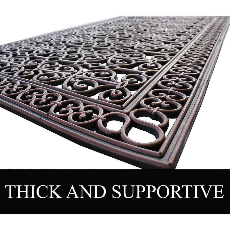 A1HC Rubber Paisley, Beautifully Non Slip Rubber Floormats Welcome Entryway Large Double Doormat, 36"X72"