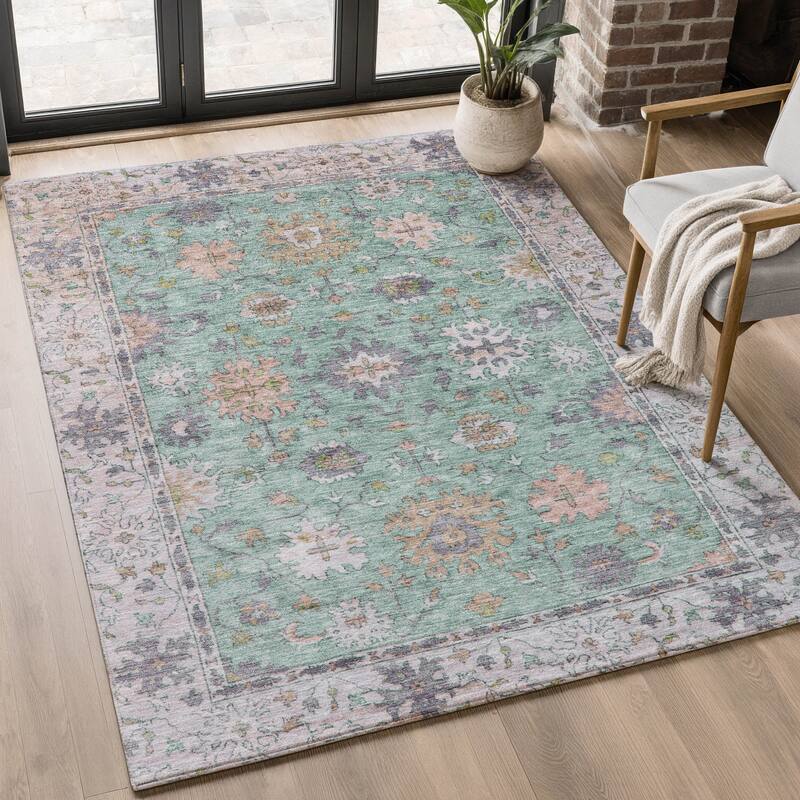 Premium Washable Super Soft Traditional Caply Mayfield Rug - Mint - 10' x 14'