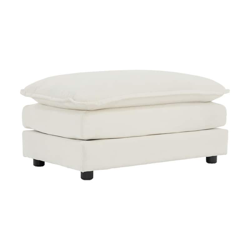 Modern Accent Chair with Ottoman, Living Room Club Chair Chenille Upholstered Armchair , Reading Chair for Bedroom - Ottoman - White