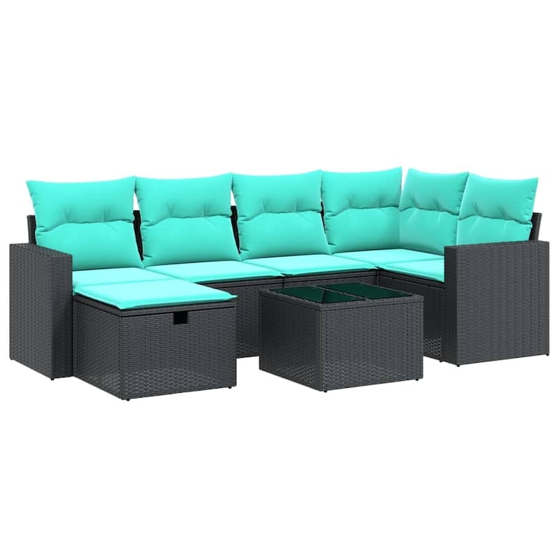 vidaXL Patio Sofa Set with Cushions Outdoor Conversation Furniture Poly Rattan