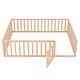 preview thumbnail 10 of 12, Queen Size Wood Floor Bed Frame with Fence and Door Montessori Floor Bed with Rails for Kids Boys & Girls