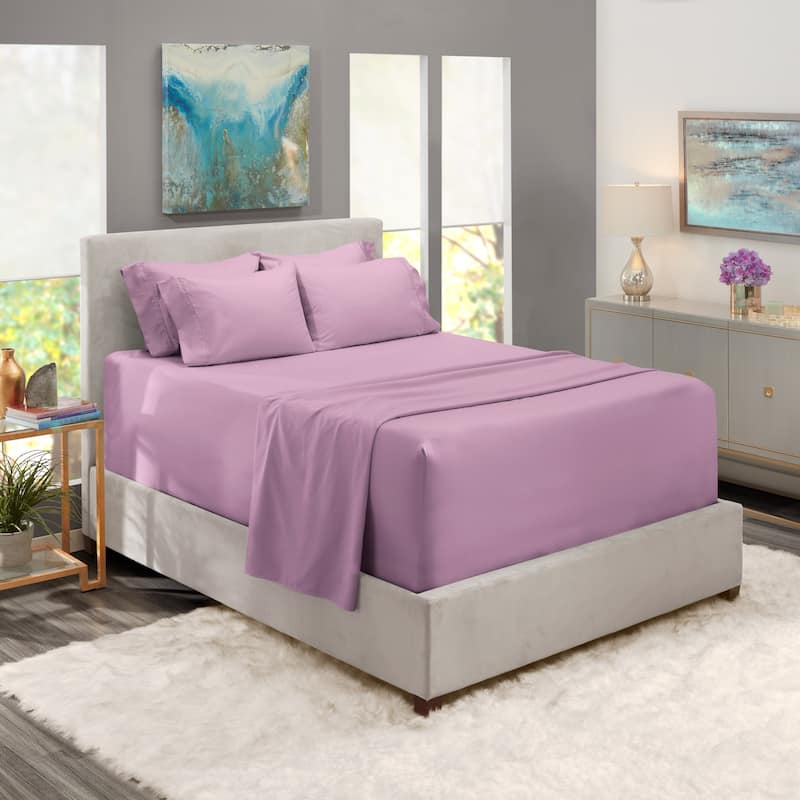 Empyrean Extra Deep Pocket Bed Sheet Set - Breathable, Super Soft Sheets with Extra Set of Pillowcases - King - Lavender Dream