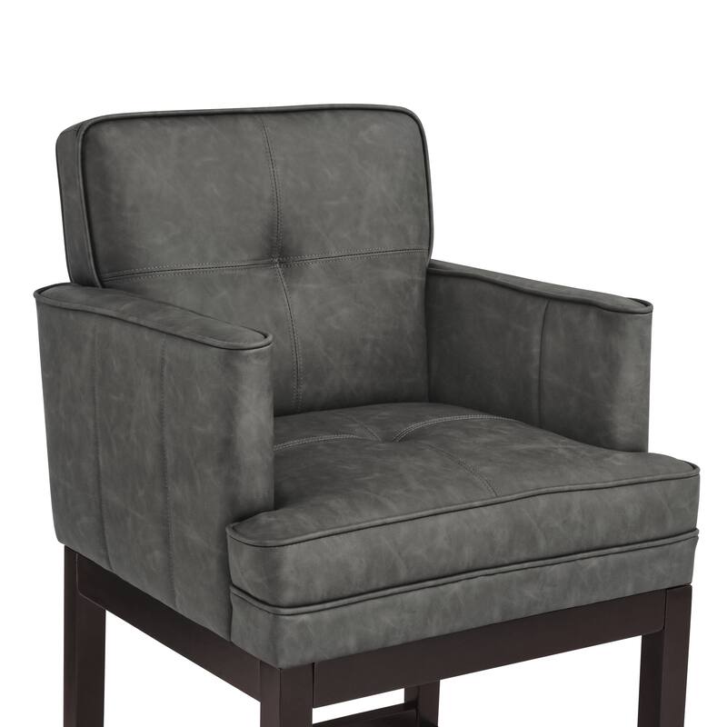 27.2" Modern Upholstered Solid Wood Shelf Counter Height Bar Stool - 22.4" W x 20.6" D x 40.2" H