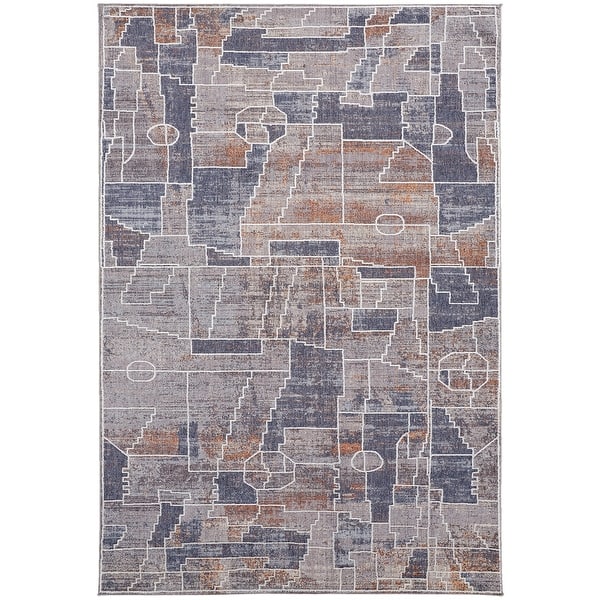 slide 2 of 10, Edwardo Southwestern Graphic Blue/Orange Area Rug 1'-8" x 2'-10"