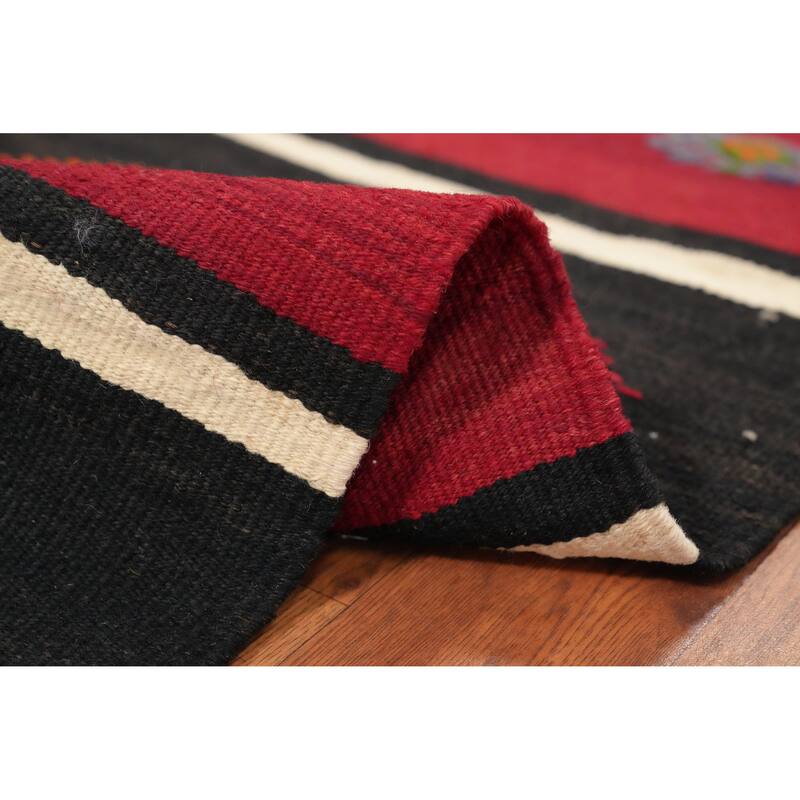 Hand Woven Oriental 100% Wool Carpet Southwestern Tribal Red Kilim Area Rug - 10' 3'' X 5' 7''