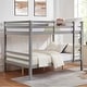 preview thumbnail 22 of 40, Full over Full Wooden Bunk Bed, High Guardrail,Ladder, No Box Spring Grey