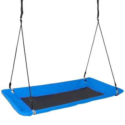 Blue 900D Oxford Tree Swing with Steel Frame, 700lb Kids Platform Seat - 60" L x 32" W x 2" H