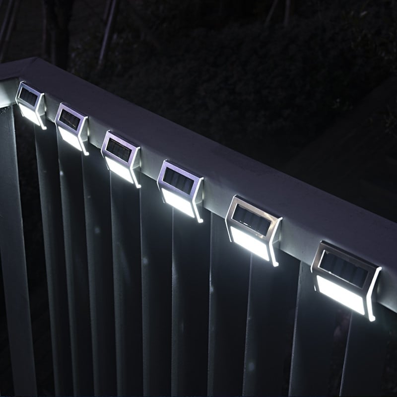 Solar Deck Lights LED Stair Lights Stainless Steel Step Lighting - Cold White