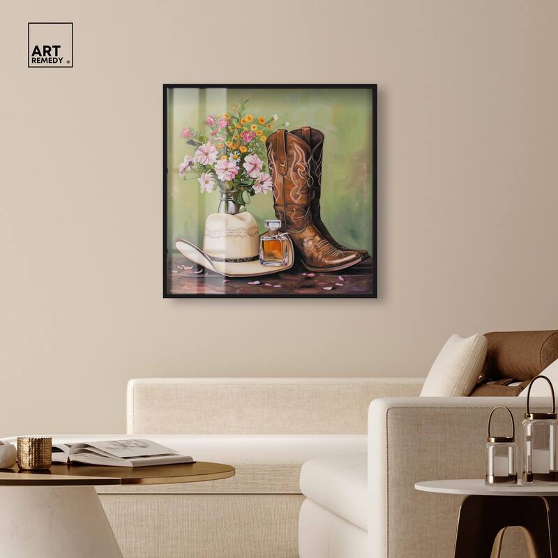 Spring Green Cowboy Necessities Shadowbox by Art Remedy